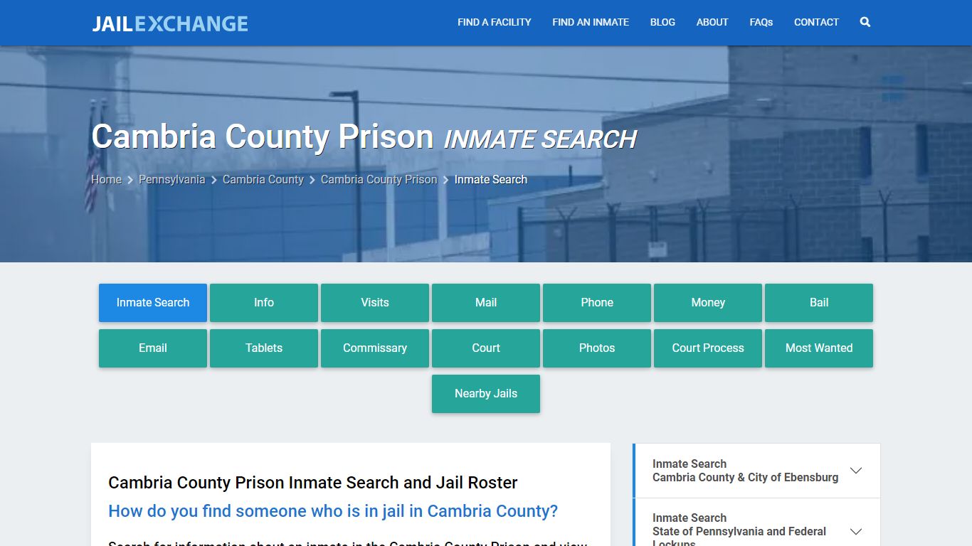 Inmate Search: Roster & Mugshots - Cambria County Prison, PA